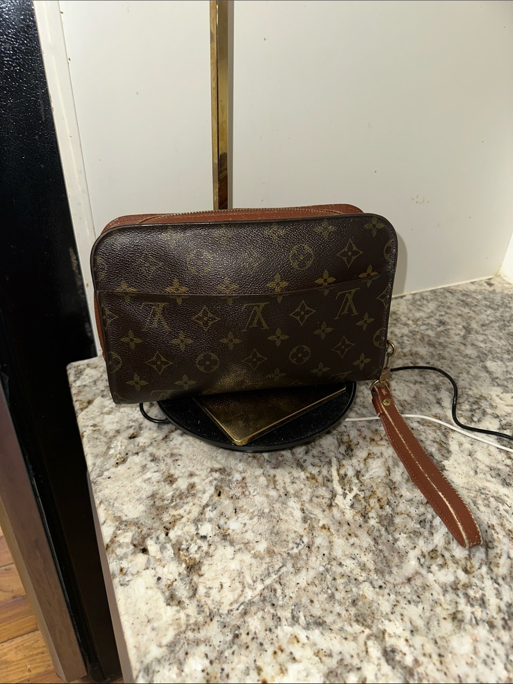 Louis Vuitton Brown Monogram Toiletry Wristlet Pouch preowned.